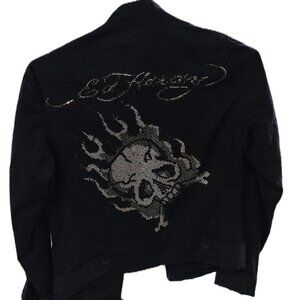🔥 Rare Christian Audigier Ed Hardy Rhinestone Skull Jacket